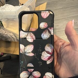 Floral Black Phone Case scooch case wallet for iPhone 15 pro max
